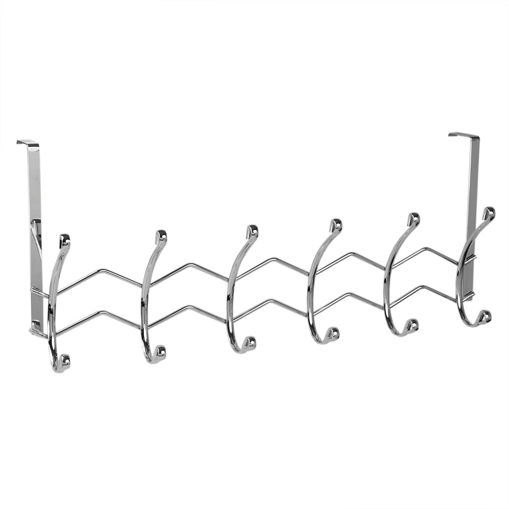 Home Basics Chrome Plated Steel 6 Hook Over the Door Hanging Rack ...
