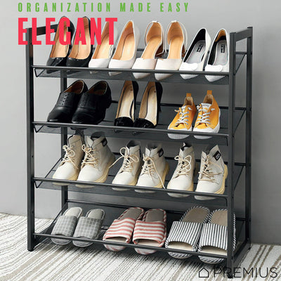 6 of 7:PREMIUS 4 Layer Mesh Shelf Shoe Rack, Black, 29.9x29.1x12 Inches 
