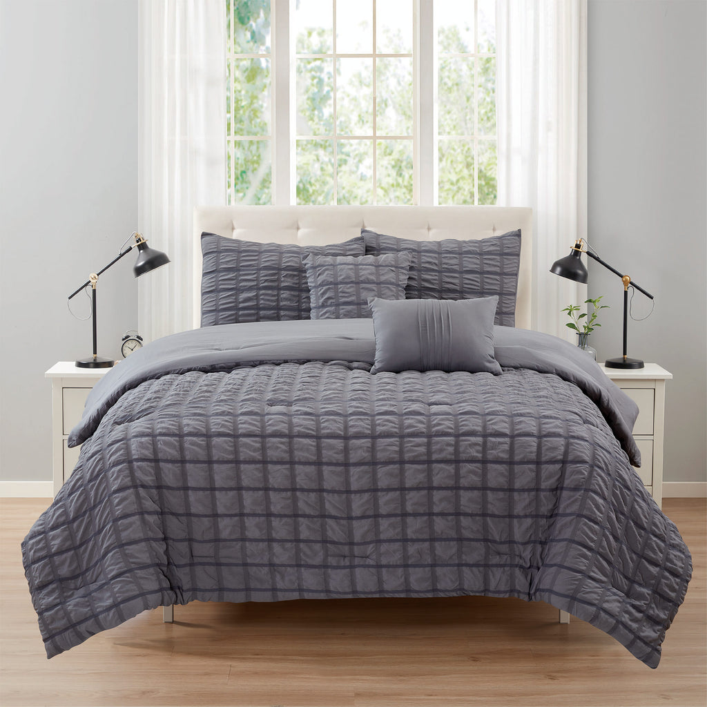 Rowan 5 Piece Puffy Seersucker Comforter Set – ShopBobbys