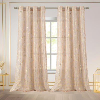 6 of 7:Kezia Metallic Foil Sheer Grommet Window Curtain Panel, 55x84 Inches 