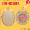 6 of 7:PREMIUS Printed MDF Wood Round Toilet Seat with Plastic Hinges, Oak Wood, Standard 17 Inches 