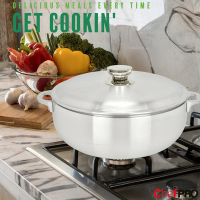 3 of 6:Chef Pro Commercial Grade Aluminum Caldero Stock Pot, Silver, 7.4 Quarts 