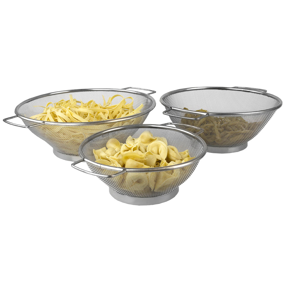 Home Basics Stainless Steel Mesh 3-Piece Colanders Set, Silver – ShopBobbys