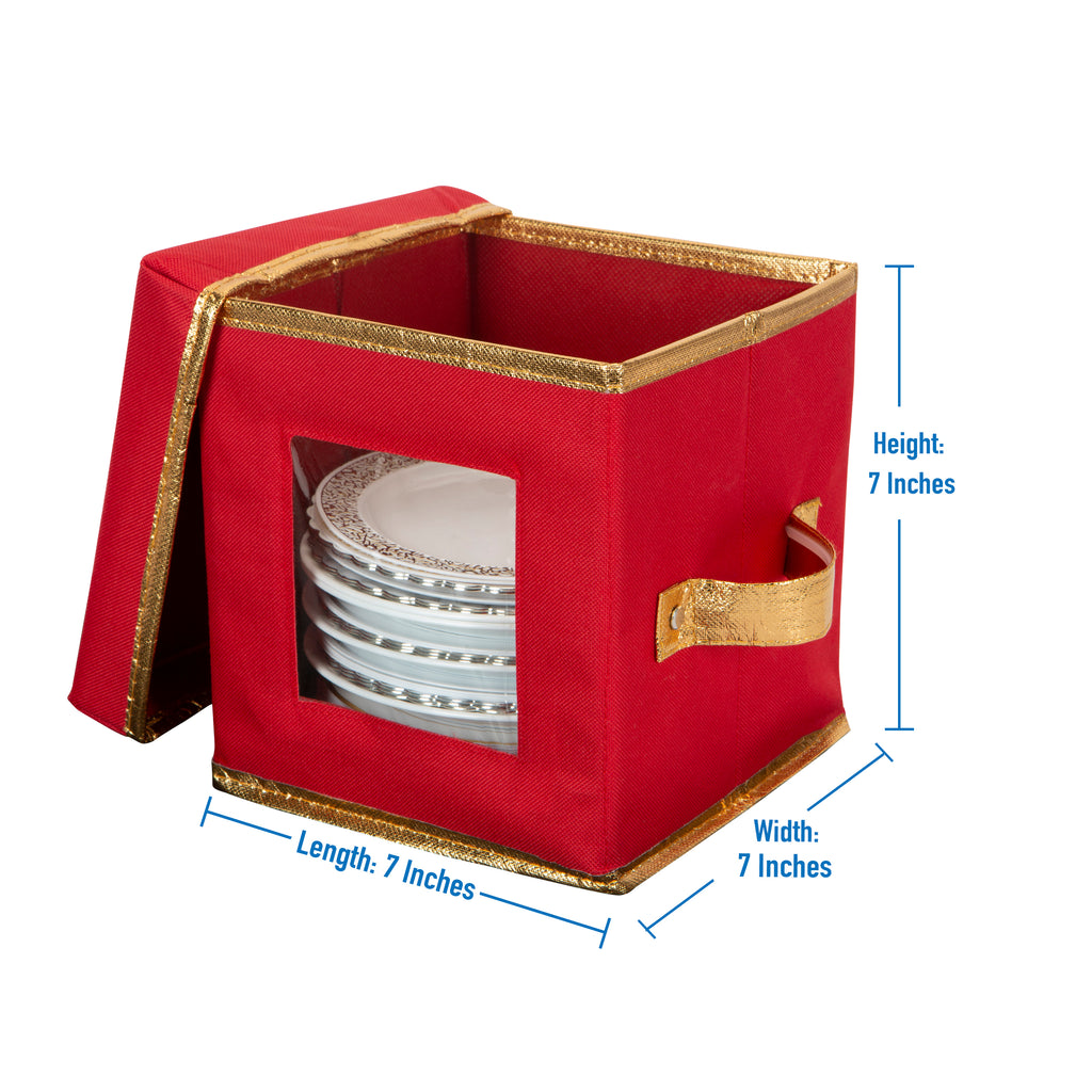 Simplify Holiday Saucer Plate Dinnerware Storage Box with 12 Felt Divi ...