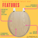 2 of 7:PREMIUS Printed MDF Wood Round Toilet Seat with Plastic Hinges, Oak Wood, Standard 17 Inches 