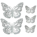 1 of 2:PREMIUS 5 Piece Metal Butterfly Wall Decor Set, White-Silver, (3) 6 Inches, (2) 12 Inches 