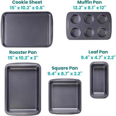 3 of 6:Baker's Secret Essentials Juego para hornear de acero antiadherente de 5 piezas 