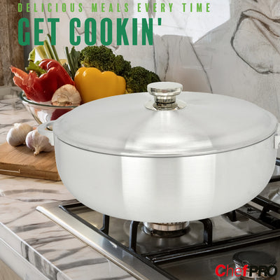 3 of 6:Chef Pro Commercial Grade Aluminum Caldero Stock Pot, Silver, 13.3 Quarts 