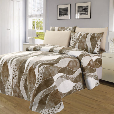 2 of 4:Essentials Neutral 4 & 6 Piece Printed Wrinkle-Free Sheet Set, Driftwood Waves 