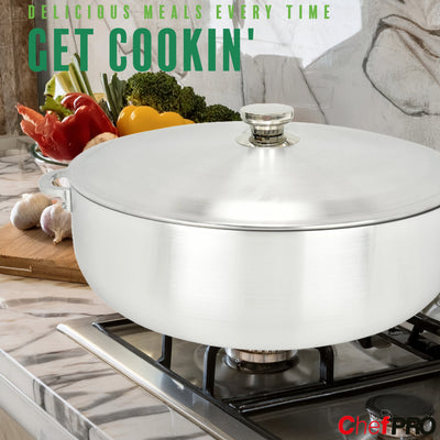 3 of 6:Chef Pro Commercial Grade Aluminum Caldero Stock Pot, Silver, 28.4 Quarts 