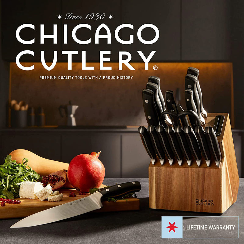 Chicago Cutlery Insignia Triple Rivet Poly 18 Piece Kitchen Knife Block Set
