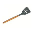 1 of 1:Home Basics Acacia & Silicone Spatula Slotted Turner, Black, 3x14 Inches 