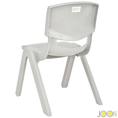 6 of 7:JOON Stackable Plastic Kids Learning Chairs, Light Gray, 20.5x12.75X11 Inches, 2-Pack (Pack of 2) 