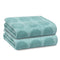 PREMIUS 2 Pack Circles 100% Cotton Yarn Dyed Hand Towel, Aqua-Cyan, 16x28 Inches