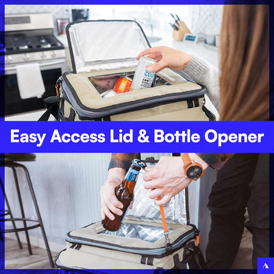 6 of 7:Titan 60 Can Deep Freeze Collapsible Rolling Cooler Cart with Wheels, Moss 