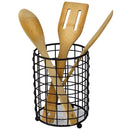 3 of 3:Home Basics Grid Cutlery Holder With Mesh Bottom, Black, 4.9x4.9x6.4 Inches. 