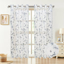 4 of 6:Loro Sheer Floral Printed Grommet Window Curtain Panel, 54x84 Inches 