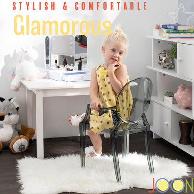 9 of 23:JOON 2 Pack Kids Ghost Chairs with Armrest, 25x13x14.5 Inches, Transparent 