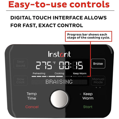 4 of 7:Instant 5-in-1 Electric Round Enameled Cast Iron Dutch Oven, 6-Quart 1500W, Green 