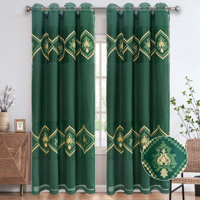 1 of 6:Carmen Damask Embroidered Chevron Design Grommet Window Curtain Panel, 54x84 Inches 
