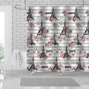 1 of 1:Rideau de douche Avril en toile fleurie parisienne, 13 pièces, avec crochets, blanc-gris, 178 x 183 cm 