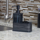 3 of 4:Home Basics Soap Dispenser with Basketweave Sponge Holder, Black, 18.6 oz 