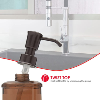 2 of 4:Home Basics Soap Dispenser with Basketweave Sponge Holder, Bronze, 18.6 Ounces 