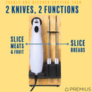 5 of 9:PREMIUS Serrated Carving Electric Knife Set With Wooden Storage Tray, with 2 Stainless Steel Blades 
