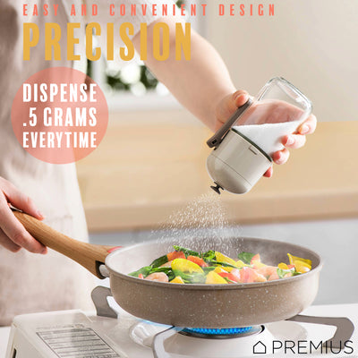 7 of 8:PREMIUS Glass Precision Quantative Spice Dispenser, White, 8.45 Ounces 