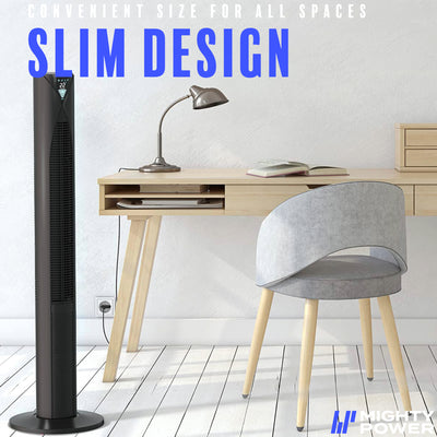 6 of 9:MIGHTY POWER 3 Speed LED Tower Fan With Remote Control, Timer, Night Mode, Black, 38 Inches 