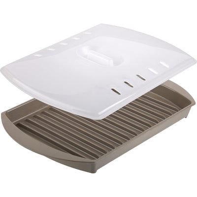 4 of 8:Prep Solutions Microwave Small Bacon Grill with Vented Cover, Brown, 10 x 7 Inches 