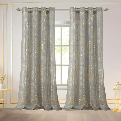 4 of 7:Kezia Metallic Foil Sheer Grommet Window Curtain Panel, 55x84 Inches 