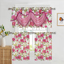 2 of 6:Goldie Floral Kitchen Curtain Set, Waterfall Swag Valance 60x36, Tier 30x36 Inches 