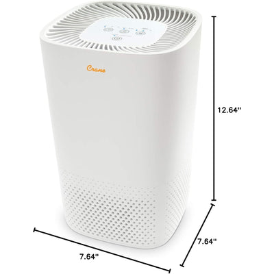 2 of 7:Crane Air Purifier with UV Light and True HEPA Filter, White, 250 Sq Ft Coverage 