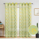 5 of 6:Atlanta Metallic Foil Floral Sheer Grommet Window Curtain Panel, 54x84 Inches 