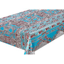 1 of 3:PREMIUS Waterproof PVC Tablecloth, Blue-Brown Motif Party, 54x12 Inches, Sold by the Foot 