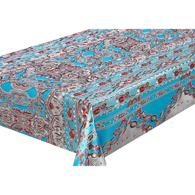 1 of 3:PREMIUS Waterproof PVC Tablecloth, Blue-Brown Motif Party, 54x12 Inches, Sold by the Foot 