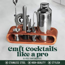 2 of 4:Mixology & Craft Bartender Kit: 10-Piece Bar Tool Set with Mahogany Stand, Silver 