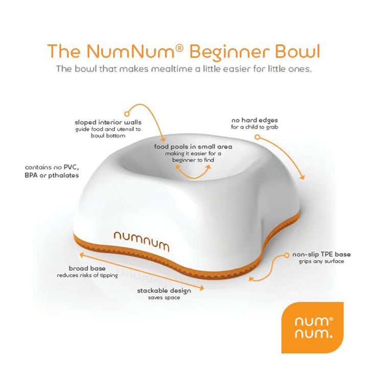 NumNum Starter Baby Bowl and Spoons Set, Stage 1 and 2, Ages 6