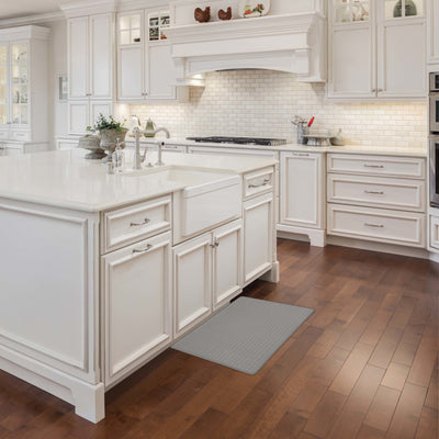 2 of 7:Achim Woven-Embossed Faux-Leather Anti-Fatigue Mat, Grey, 18x30 Inches 