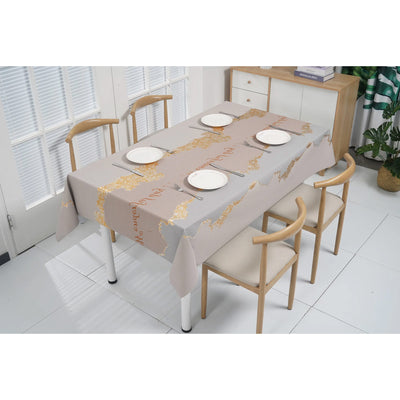 1 of 3:Mantel impermeable de PVC PREMIUS, hoja gris y dorada, 54 x 12 pulgadas, vendido por pie 