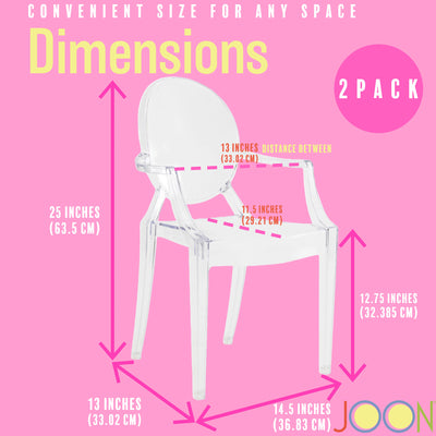 23 of 23:JOON 2 Pack Kids Ghost Chairs with Armrest, 25x13x14.5 Inches, Transparent 