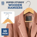 2 of 4:ZOBER 10 Piece High Grade Non Slip Wooden Suit Hangers, Natural 