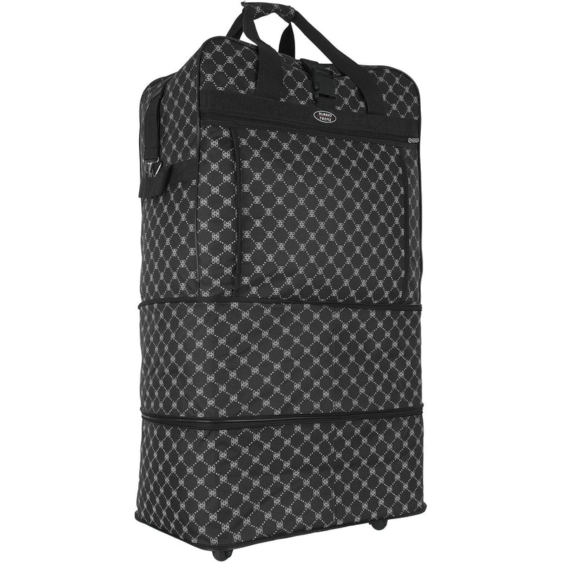 30 Rolling Wheeled Duffle Bag Spinner Suitcase Luggage Expandable (30 inch, Black)