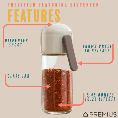 2 of 8:PREMIUS Glass Precision Quantative Spice Dispenser, White, 8.45 Ounces 