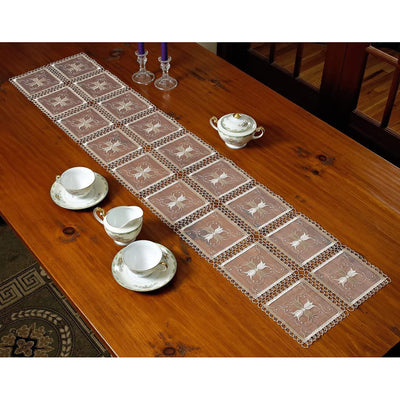 5 of 21:Blossom Embroidered Vintage Lace Design Table Runner 