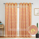 4 of 6:Atlanta Metallic Foil Floral Sheer Grommet Window Curtain Panel, 54x84 Inches 