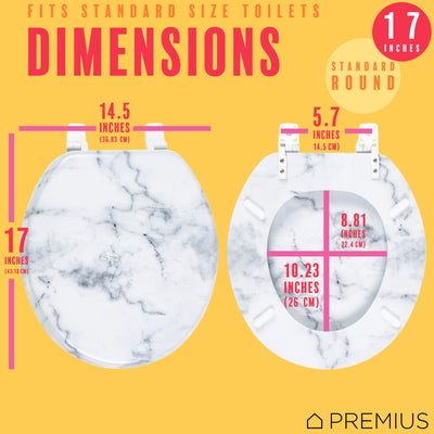 5 of 7:PREMIUS Wood Toilet Seat, White Marble, Standard Round, 17 Inches 
