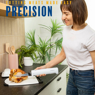 7 of 11:PREMIUS Professional Rechargeable Cordless Electric Knife, 1 Serrated Blade, White 