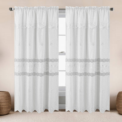 5 of 6:Sufeena Jacquard Macrame Window Curtain Panel with Valance, 55x84 Inches 